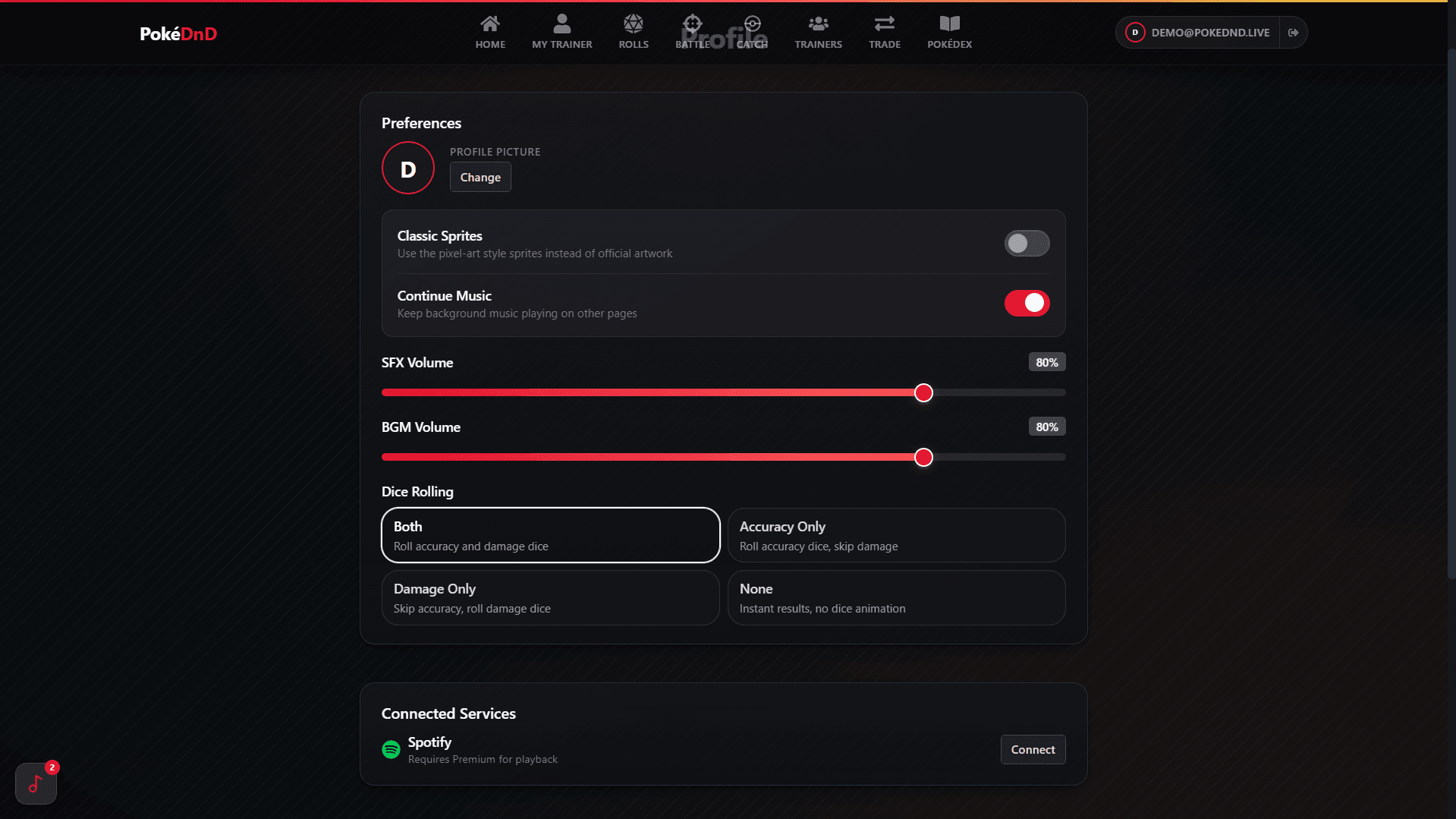 User preferences